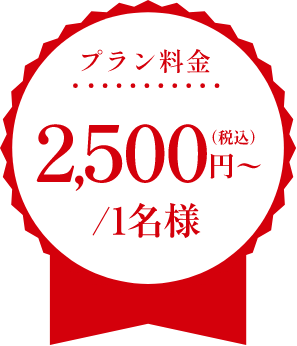 プラン料金2,500円〜（税込）/一名様